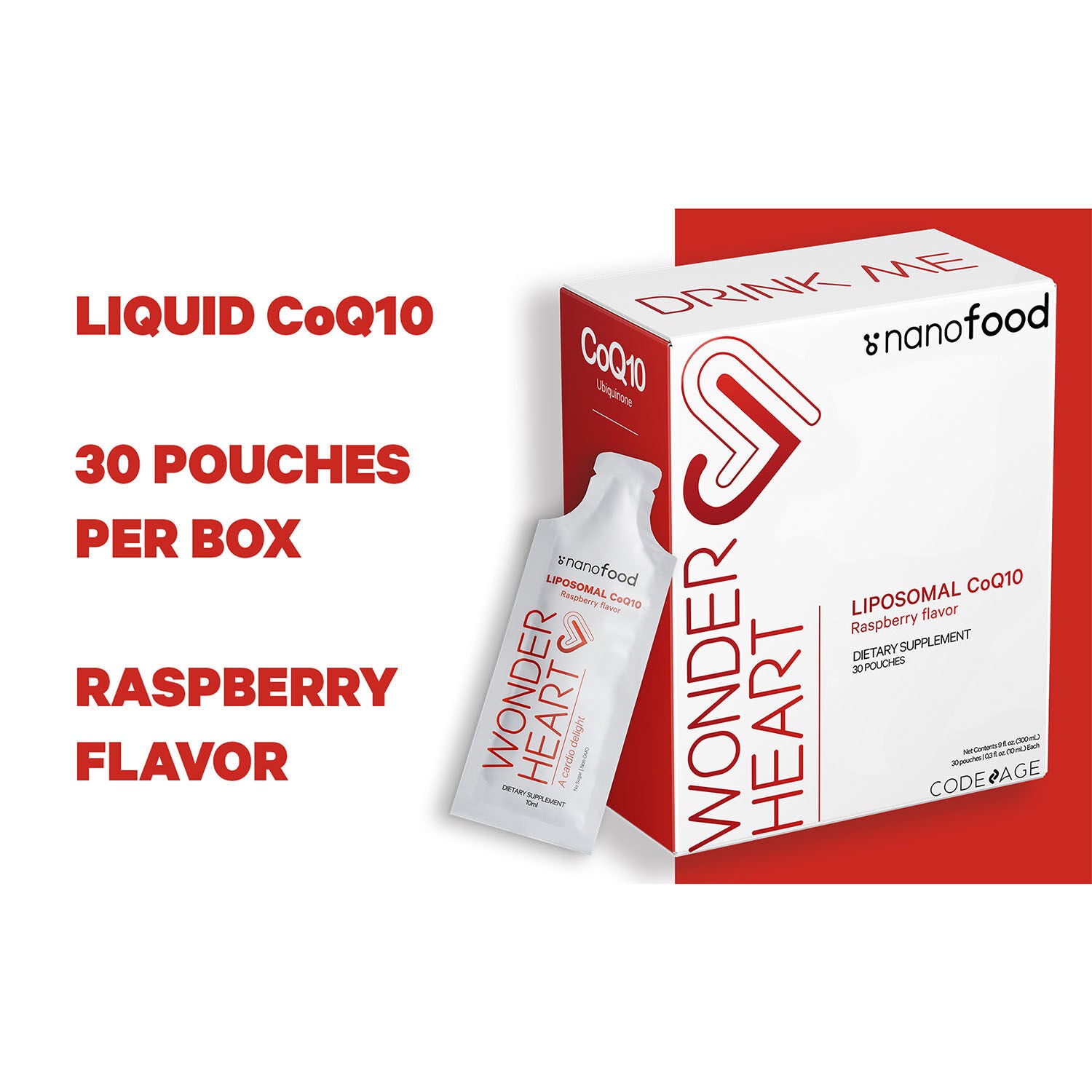Codeage nanofood Wonder-Heart Liposomal CoQ10 - Raspberry | GNC